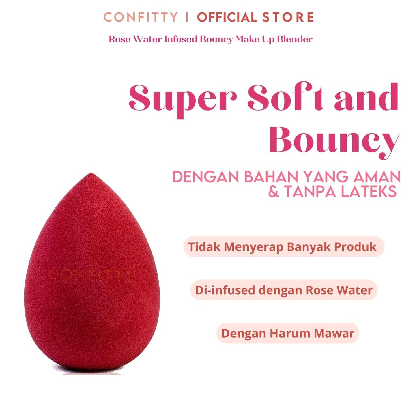 CONFITTY Rose Water Infused Bouncy Make Up Blender