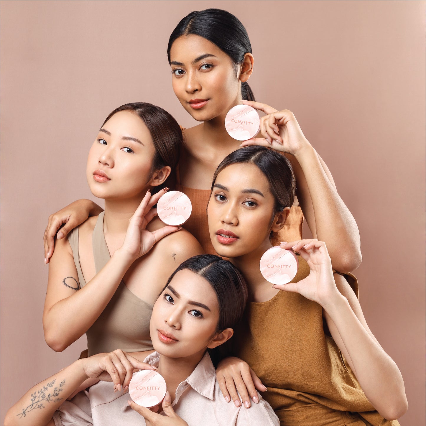 CONFITTY PR PACKAGE Silky Skin Two Way Cake [ 4 Shade Silky Skin Two Way Cake Charcoal Infused Bouncy Makeup Blender Lilin Mocha Latte Sabun Cheese Cake ]