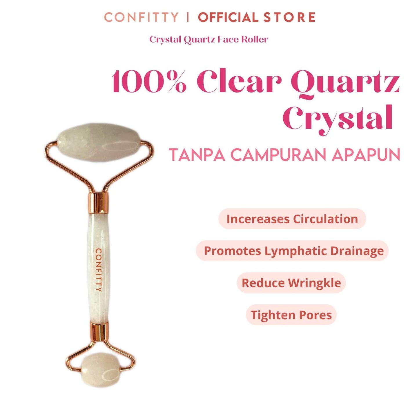 CONFITTY Clear Quartz Face Roller